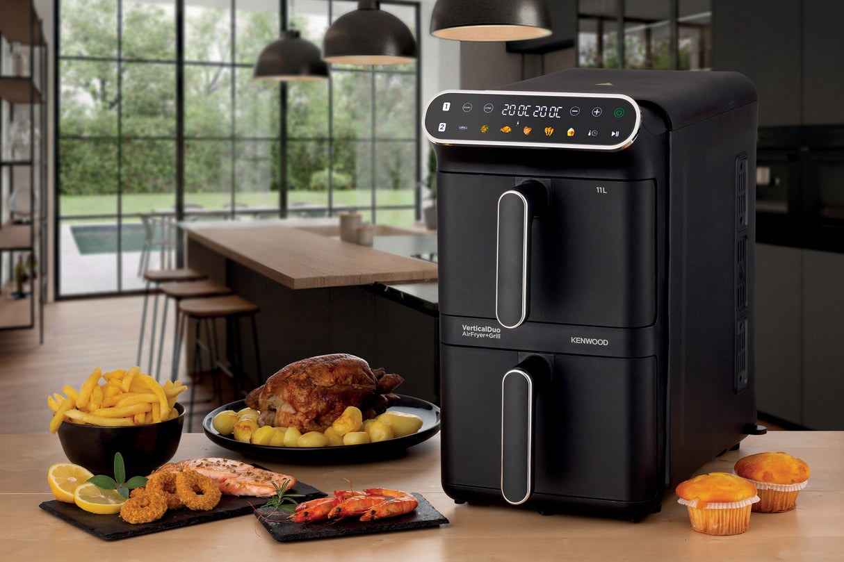 Kenwood - Vertical Duo Digital Air Fryer Black - HFV11.000BK