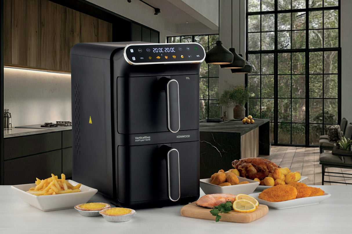 Kenwood - Vertical Duo Digital Air Fryer Black - HFV11.000BK