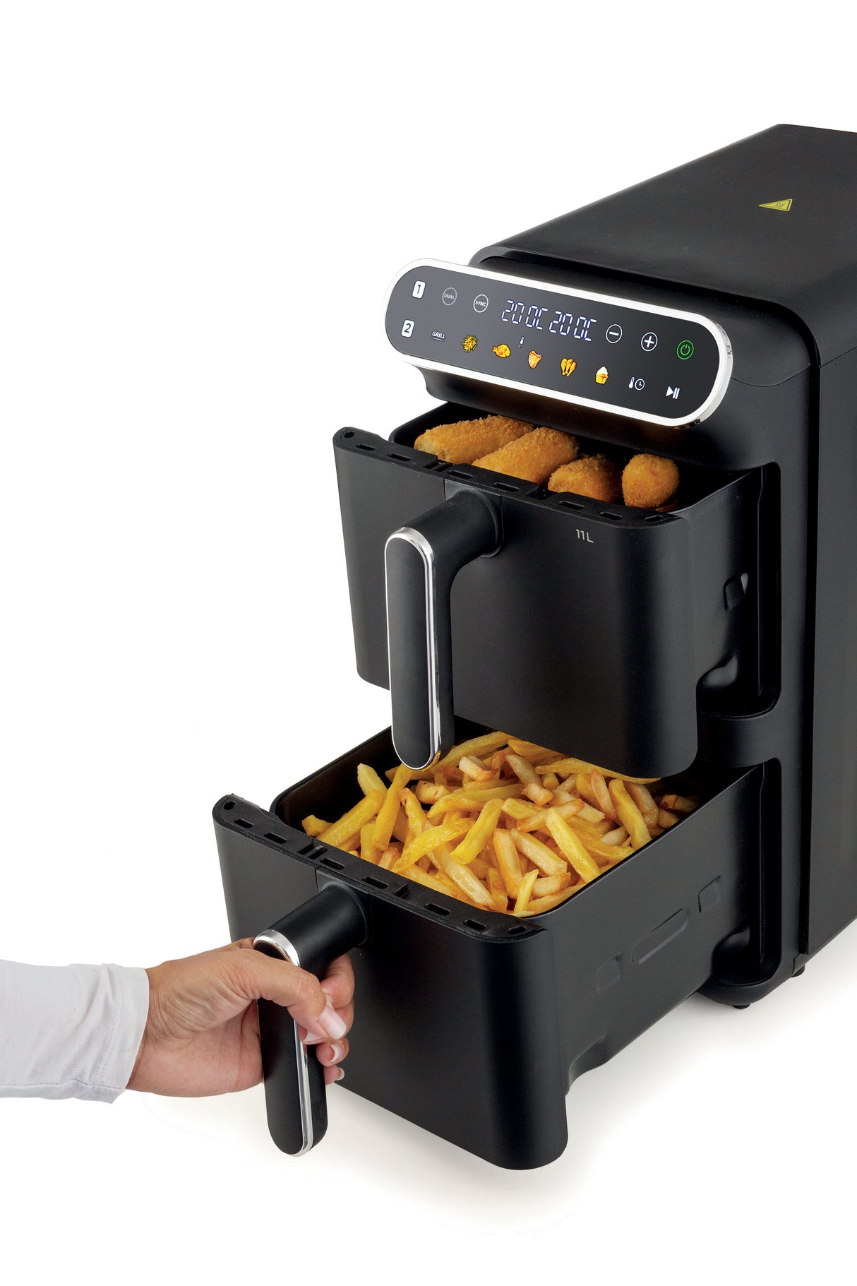Kenwood - Vertical Duo Digital Air Fryer Black - HFV11.000BK