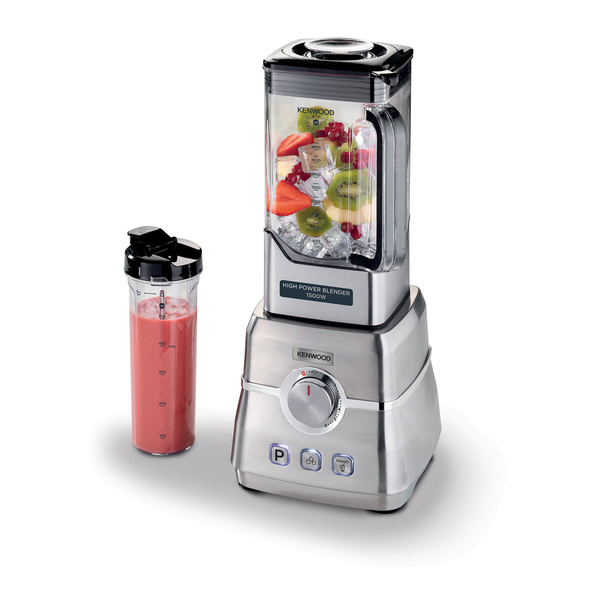 Kenwood - High Power Blender with Smoothie Bottle S/Steel 1500W - BLM91.640SS
