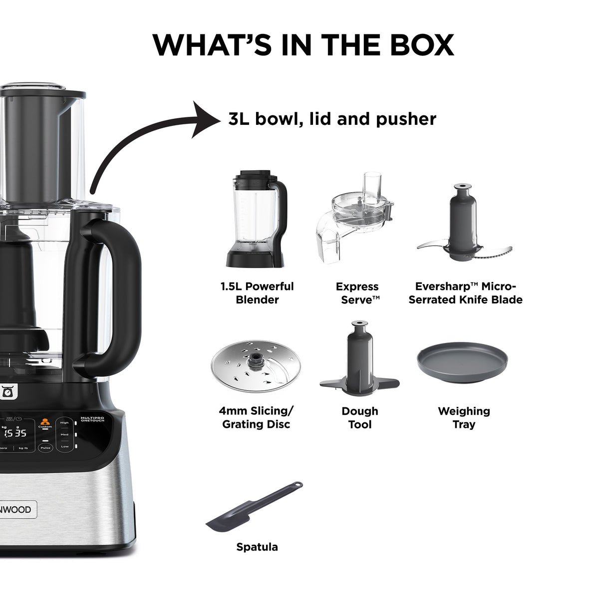 Kenwood - MultiPro One Touch Food Processor + Express Serve - FDM73.480SS