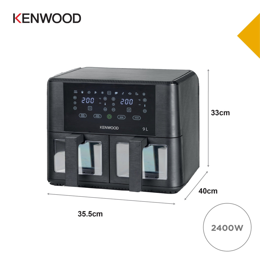 Double Air Fryer 4.5L + 4.5L = 9L with Windows - HFG95.000BK - Kenwood South Africa