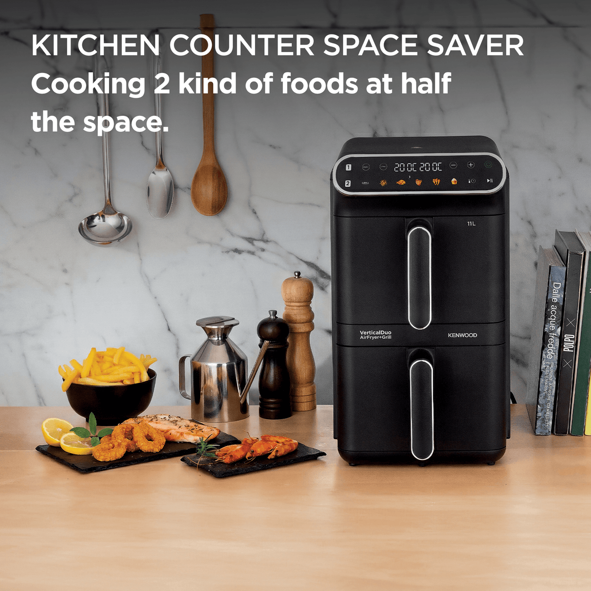 Kenwood - Vertical Duo Digital Air Fryer 11L Black - HFV11.000BK - Kenwood South Africa