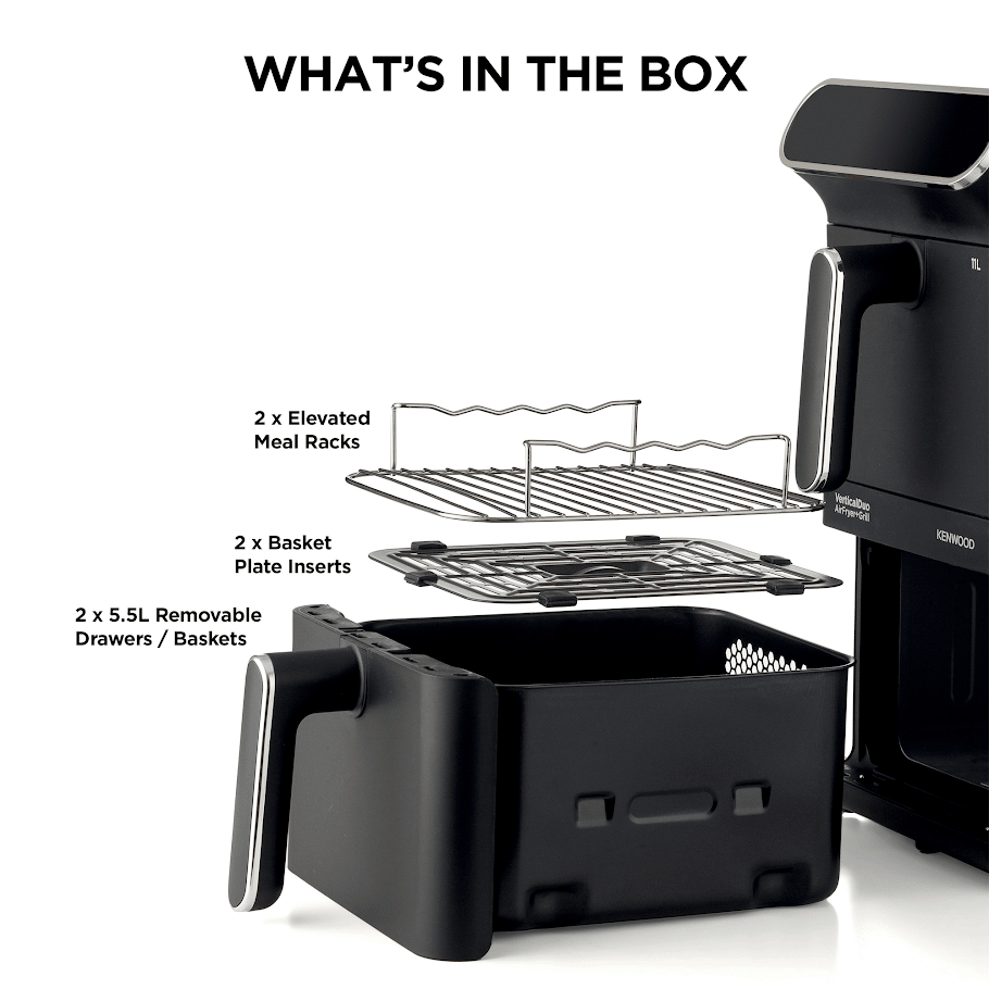 Kenwood - Vertical Duo Digital Air Fryer 11L Black - HFV11.000BK - Kenwood South Africa