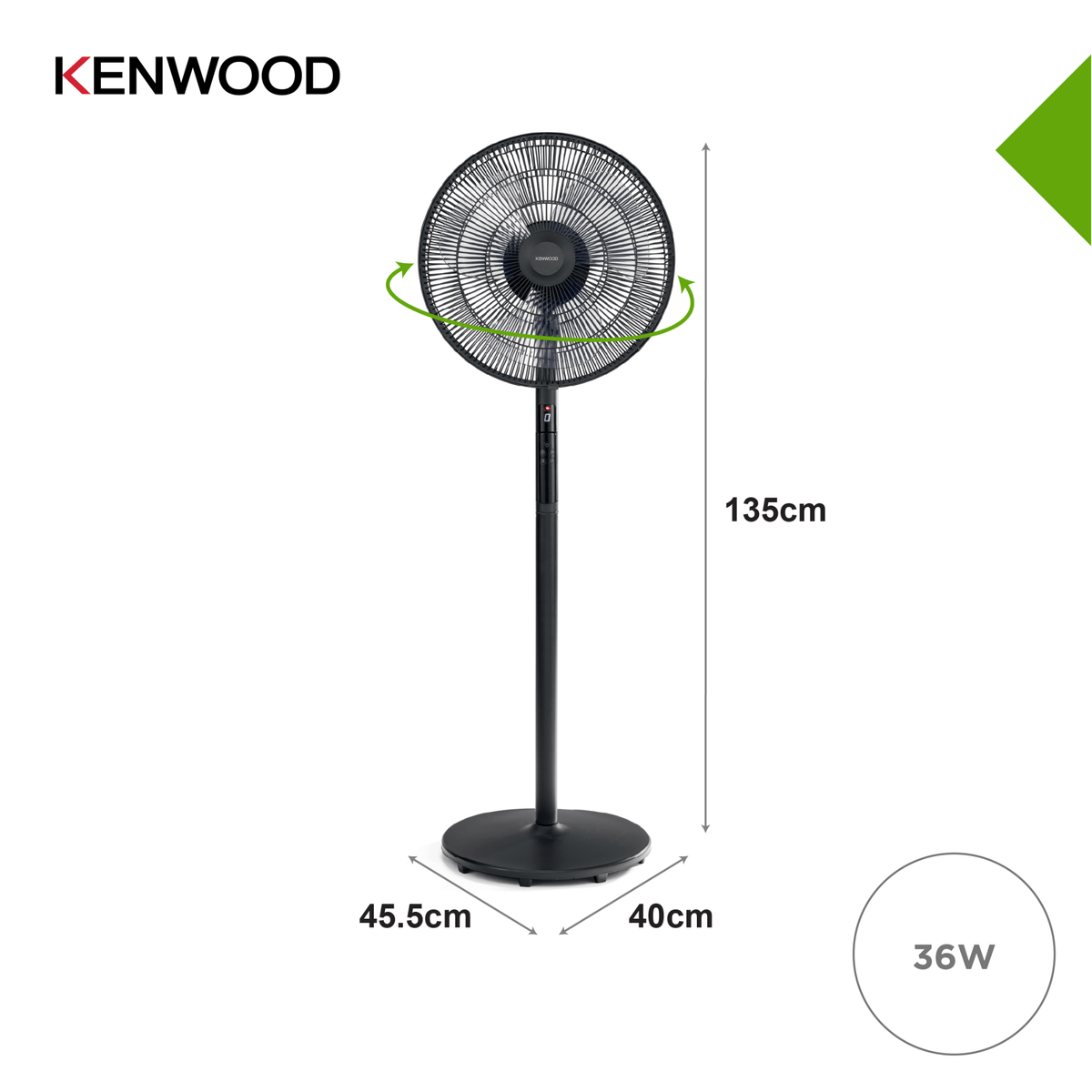 Kenwood - Pedestal Fan with LED Display Black - IFP17.000BK - Kenwood South Africa
