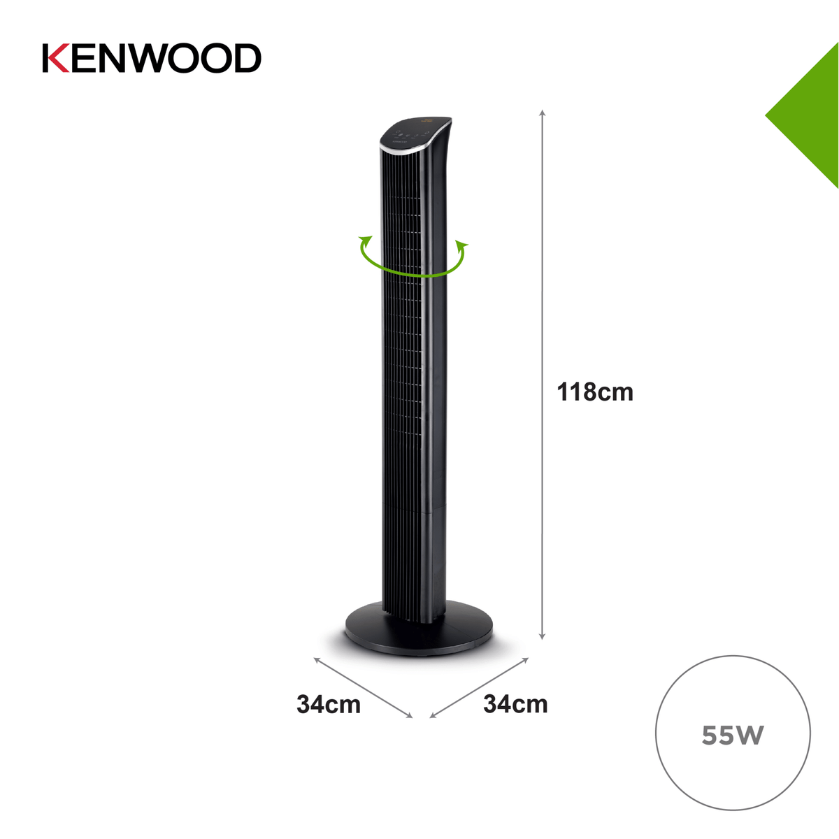 Kenwood - Tower fan with Remote Black - IFP46.000BK - Kenwood South Africa