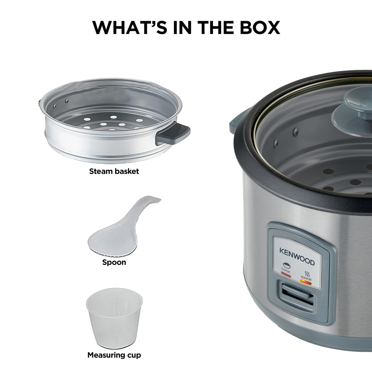 Kenwood - Stainless Steel Rice Cooker & Steamer 1,8L - RCM45.000SS