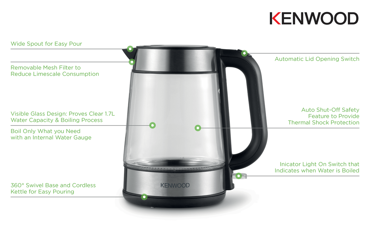Kenwood - Cordless Glass Kettle 1,7L - ZJG08.000CL - Kenwood South Africa