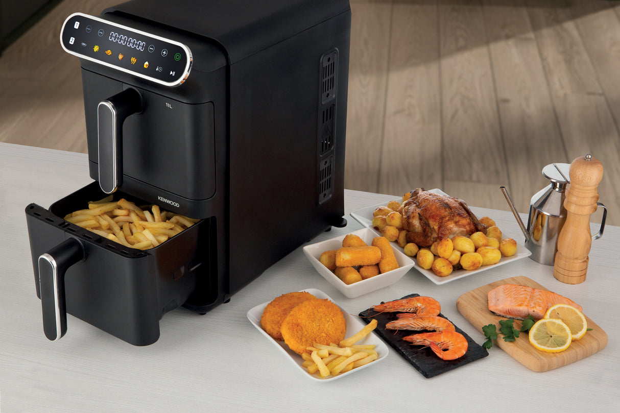 Kenwood - Vertical Duo Digital Air Fryer Black - HFV11.000BK