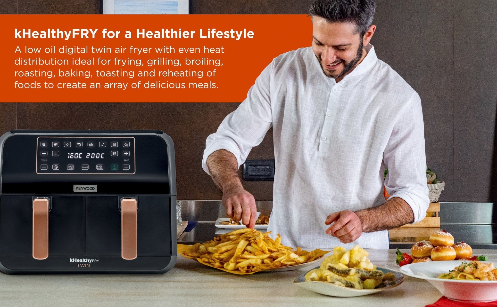 Kenwood - Air Fryer 8L kHealthy Fry Dual - HFP70.000BK – Kenwood