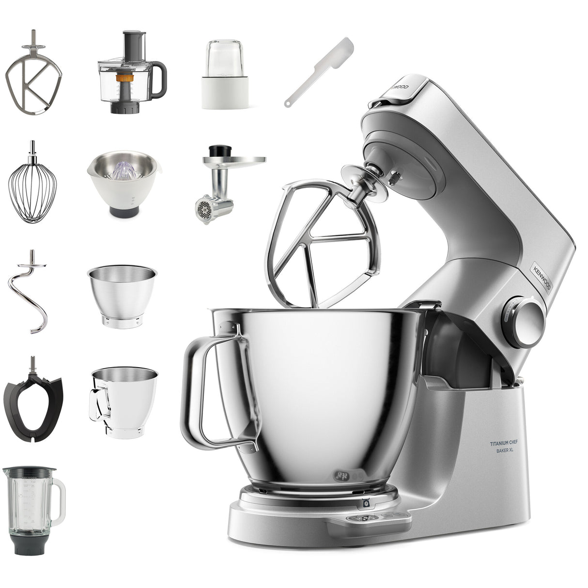 Kenwood - Titanium Chef Baker XL Stand Mixer 1200W Mega Pack - KVL85.704SI