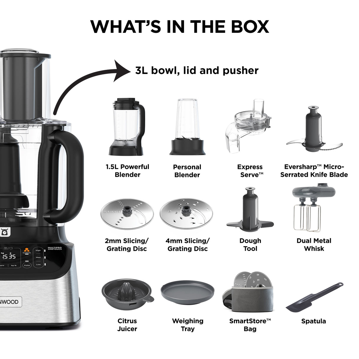 Kenwood - MultiPro One Touch Food Processor + Express Serve - FDM73.850SS - Kenwood South Africa