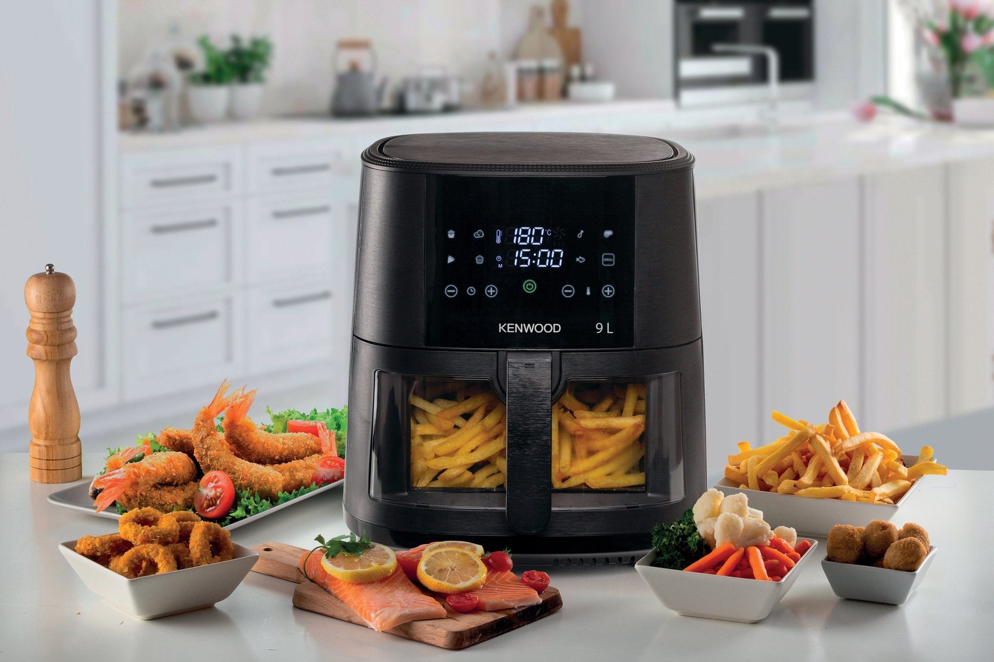Kenwood - 9L Air Fryer with Grill Function & Window - HFG92.000BK