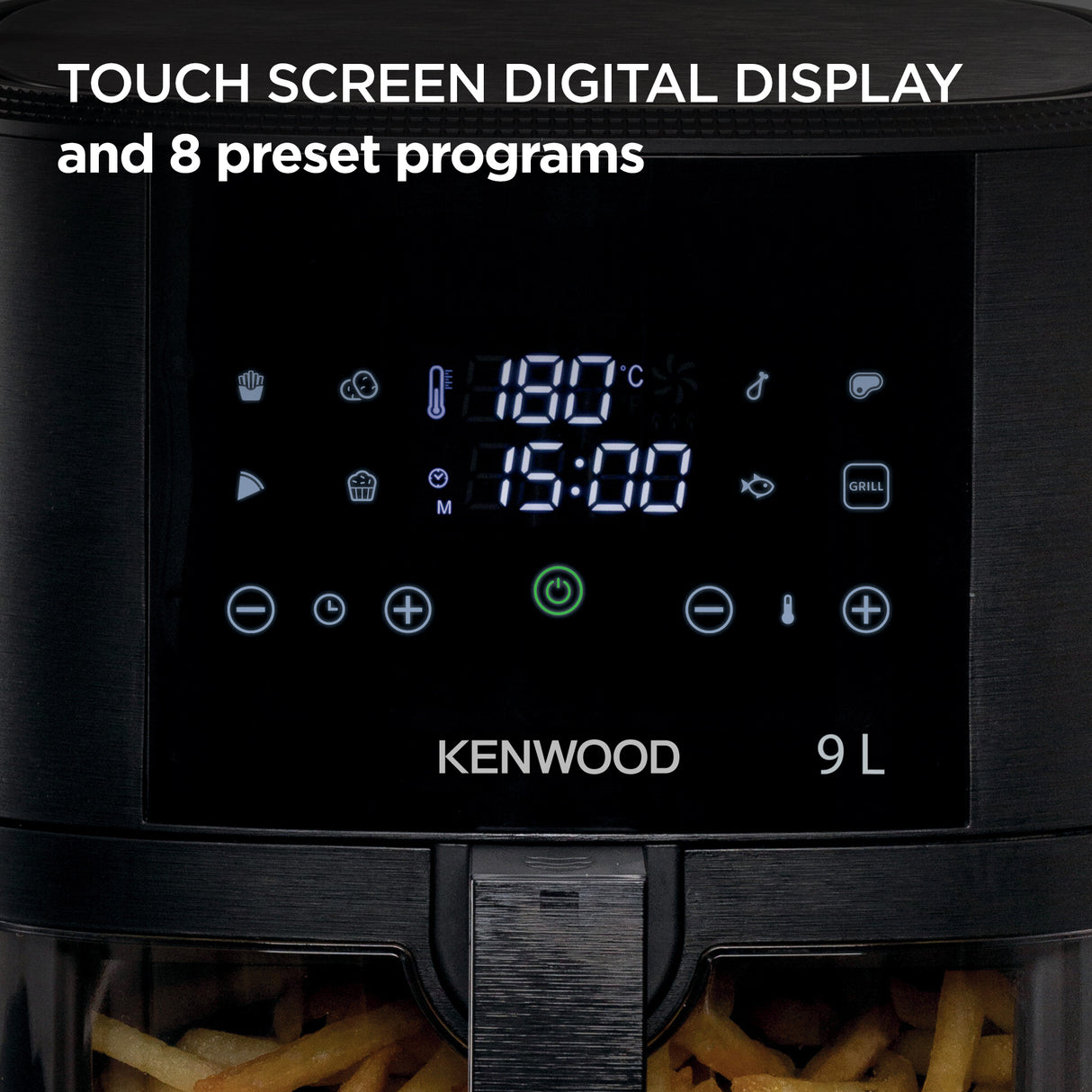 Kenwood - 9L Air Fryer with Grill Function & Window - HFG92.000BK
