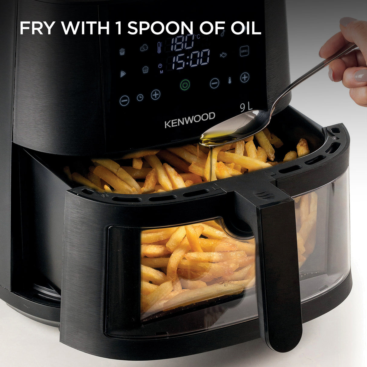 Kenwood - 9L Air Fryer with Grill Function & Window - HFG92.000BK