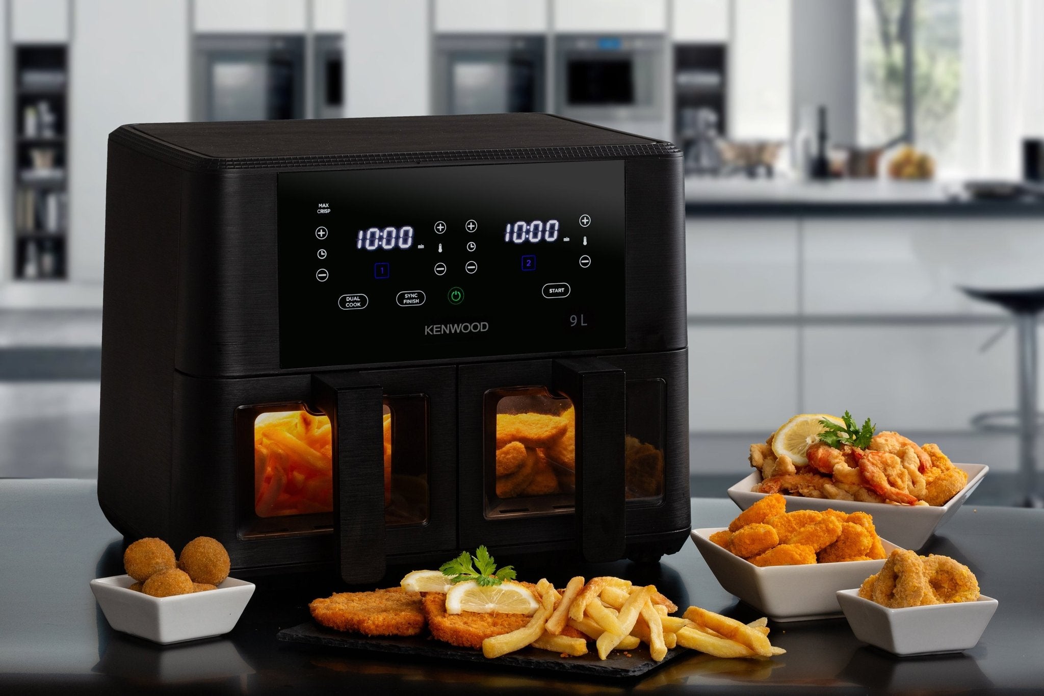 Kenwood - Dual Air Fryer 4.5L + 4.5L = 9L with Windows - HFG95