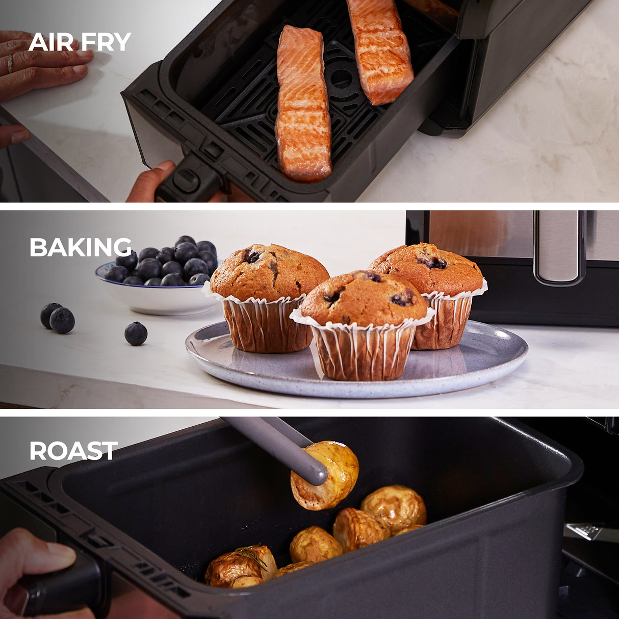 Kenwood - Air Fryer 8L kHealthy Fry Dual - HFM75.000MB