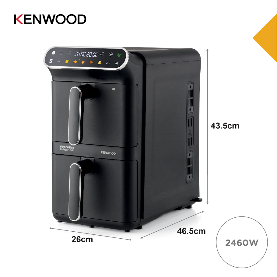 Kenwood - Vertical Duo Digital Air Fryer Black - HFV11.000BK