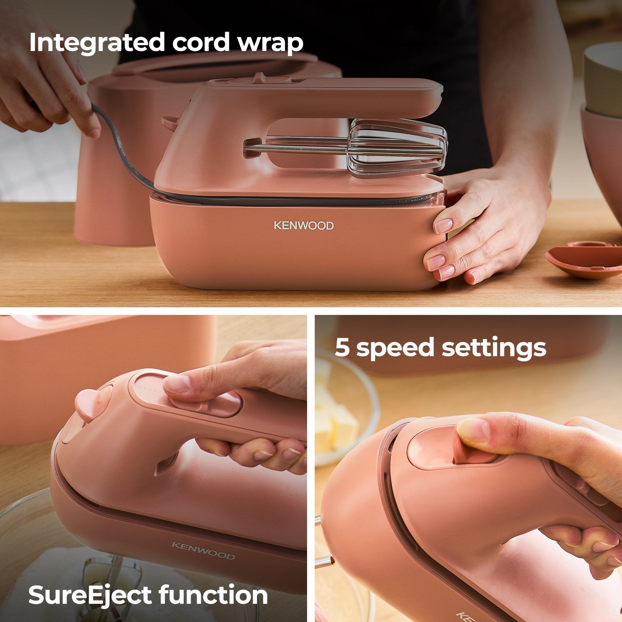 Kenwood - QuickMix Go Collection Hand Mixer Clay Red 350W - HMP40