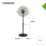 Kenwood - Pedestal Fan 40cm with Remote Matte 36W Black - IFP16.100BK - Kenwood South Africa