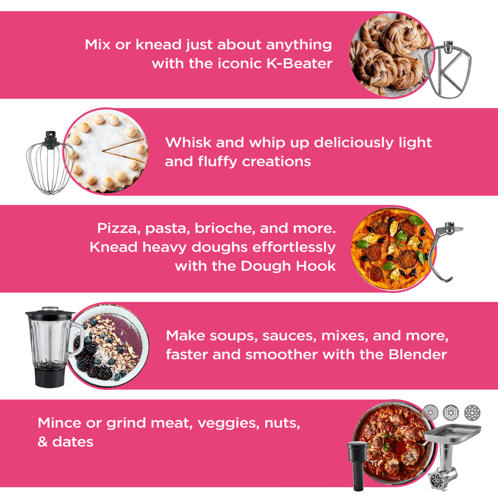 Kenwood - HomeBake Stand Mixer + Blender and Mincer 1000W - KHH01.220SI - Kenwood South Africa