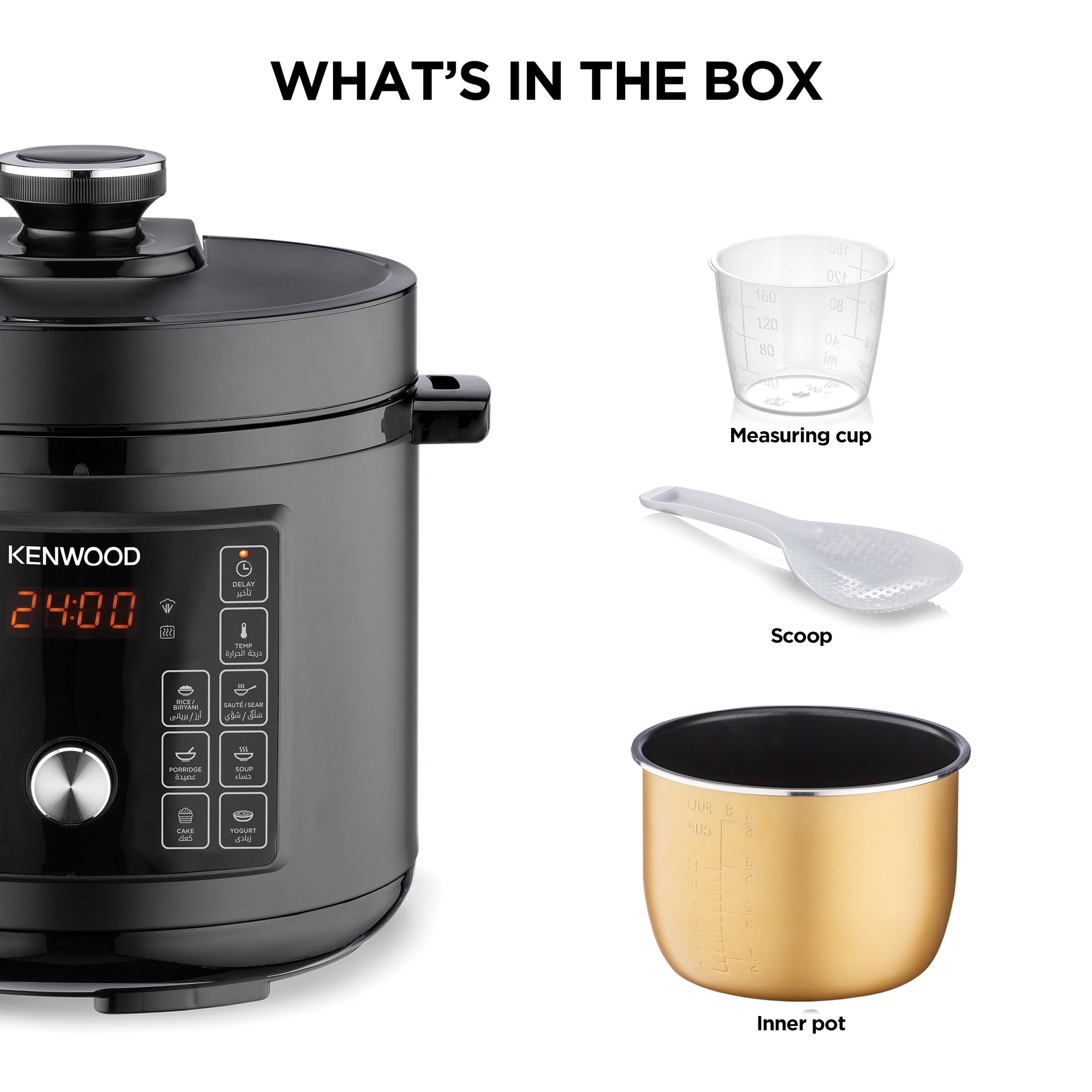 Kenwood - 6L Electric Pressure Cooker 12 Function Black - PCM90