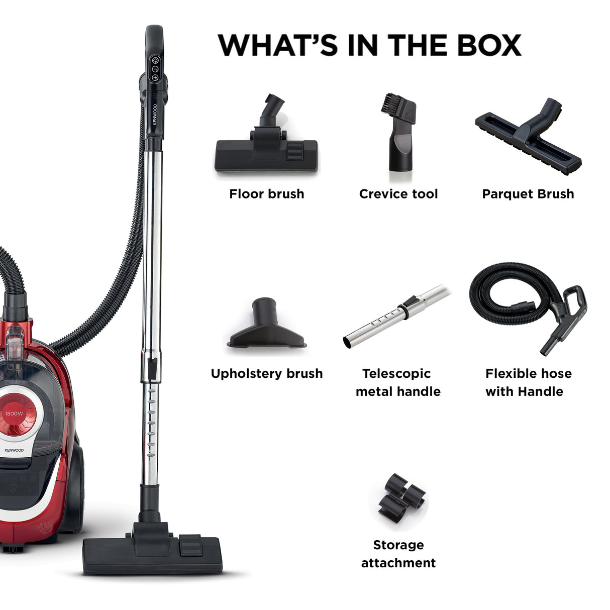 Kenwood - Bagless Vacuum Cleaner Black/Red - VBP75.000BR - Kenwood South Africa